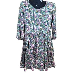 MODODOC Floral Peasant Smock‎ Top 3/4 Sleeve Dress